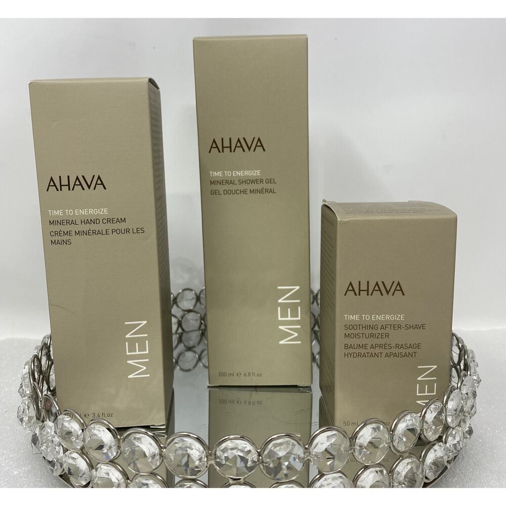 AHAVA MEN COLLECTION NEW Shower Gel, After-Shave Moisturizer & Hand Cream-BNIB